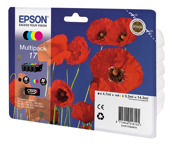 Картридж струйный Epson T17064 C13T17064A10 4цв. набор для Epson XP33/203/303