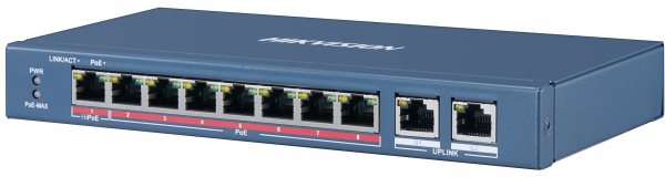 Коммутатор Hikvision DS-3E0310HP-E 8x100Mb 2G 7PoE+ 110W неуправляемый