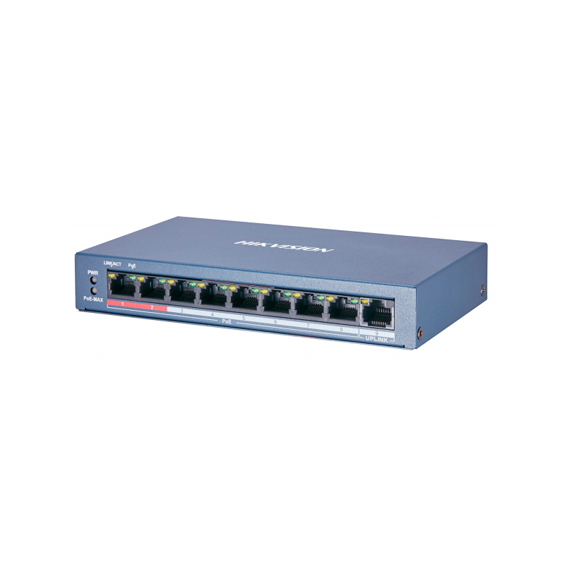 Коммутатор Hikvision DS-3E0109P-E/M(B) 9x100Mb 8PoE+ 58W неуправляемый