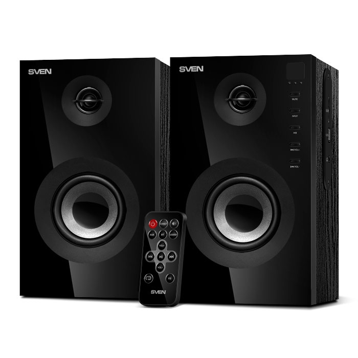 SVEN SPS-615, чёрный, акустическая система 2.0, мощность 2x10Вт (RMS), USB/SD, пульт ДУ, Bluetooth