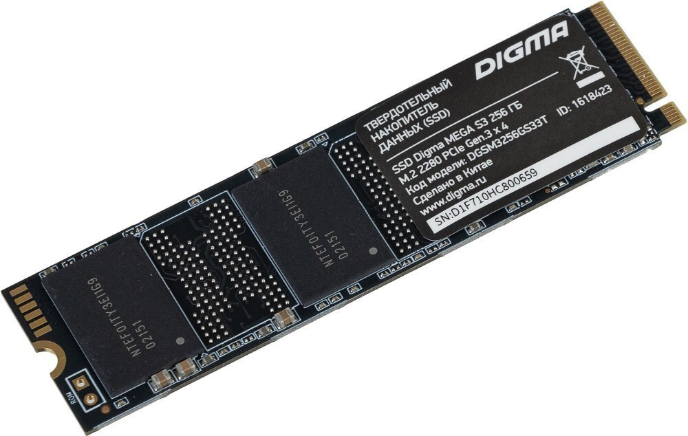 Накопитель SSD Digma PCI-E x4 256Gb DGSM3256GS33T Mega S3 M.2 2280