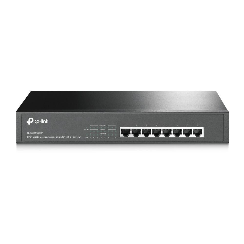 Коммутатор 8-Port Gigabit PoE+ Switch, 8 Gigabit RJ45 Ports, 802.3at/af, 126W PoE Power, 1U