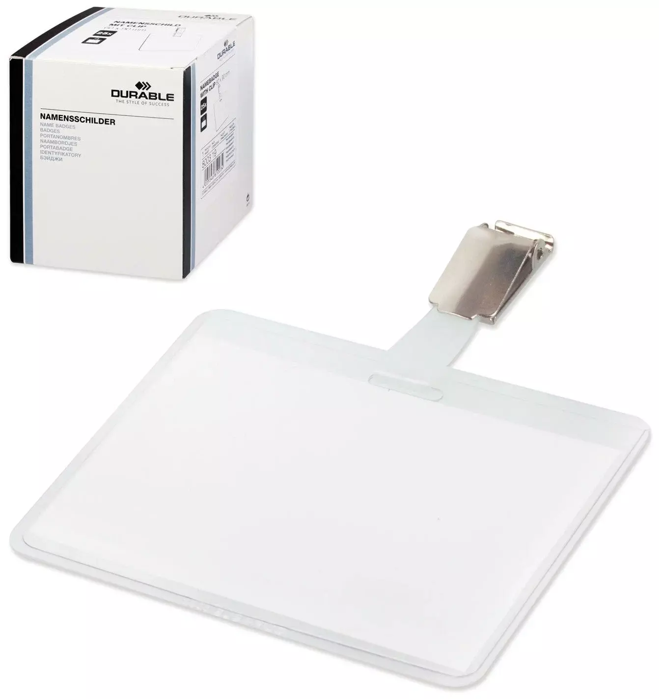 Бейдж Durable 8003-19 60х90мм горизонтальный зажим вращающийся ПВХ прозрачный (упак.:25шт)