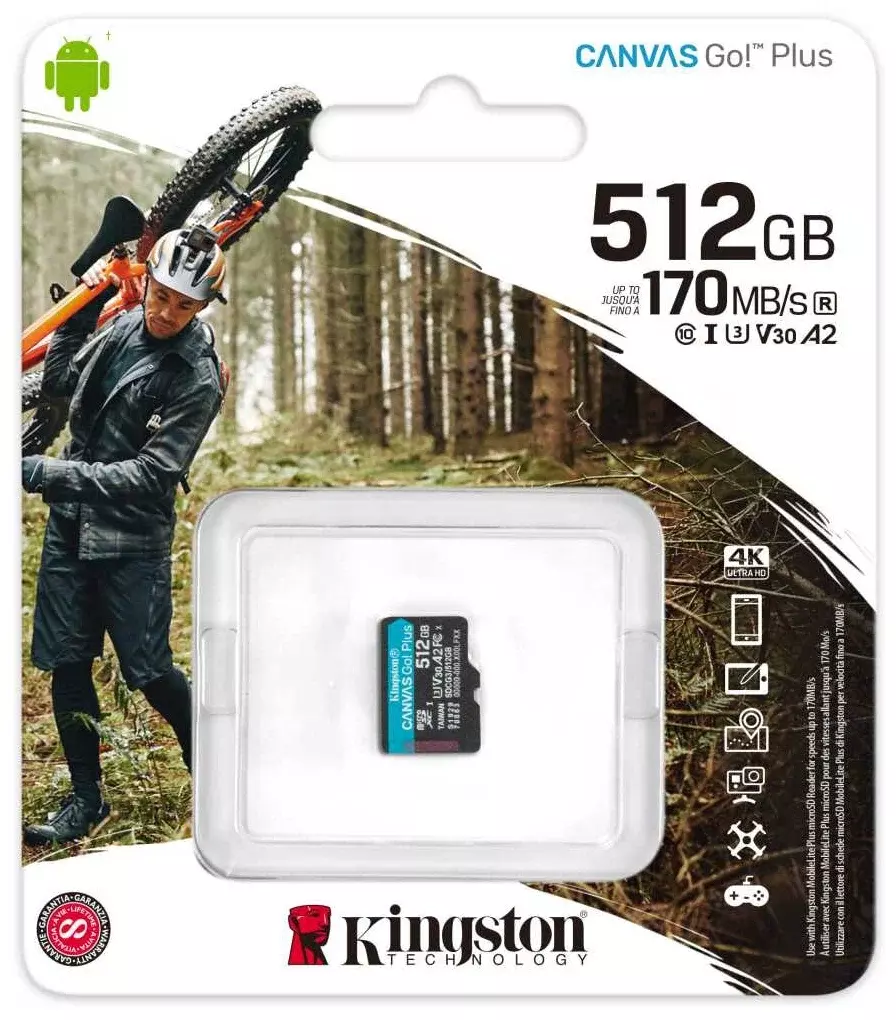 Флеш карта microSDXC 512Gb Class10 Kingston SDCG3/512GBSP Canvas Go! Plus w/o adapter