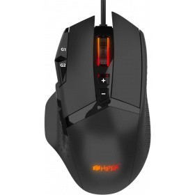 HIPER DRACO Игровая мышь чёрная (USB, 6 кнопок, 6000 dpi, PMW3327, OMRON+Kailh, RGB подсветка)