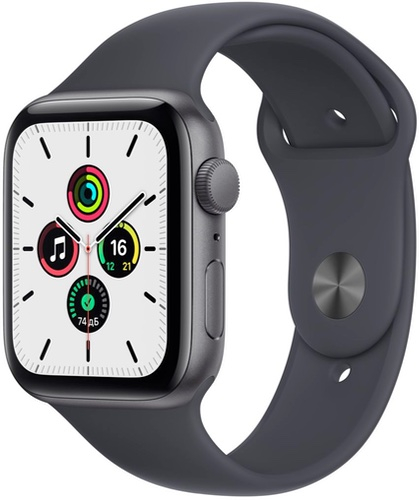 Apple Watch SE GPS, 44mm Space Grey Aluminium Case with Midnight Sport Band