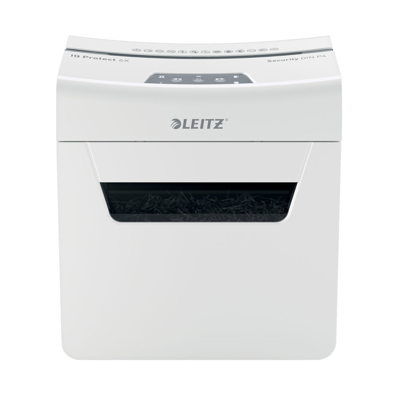 Шредер Leitz IQ Protect Premium 6X белый (секр.P-4) фрагменты 6лист. 10лтр. скрепки скобы