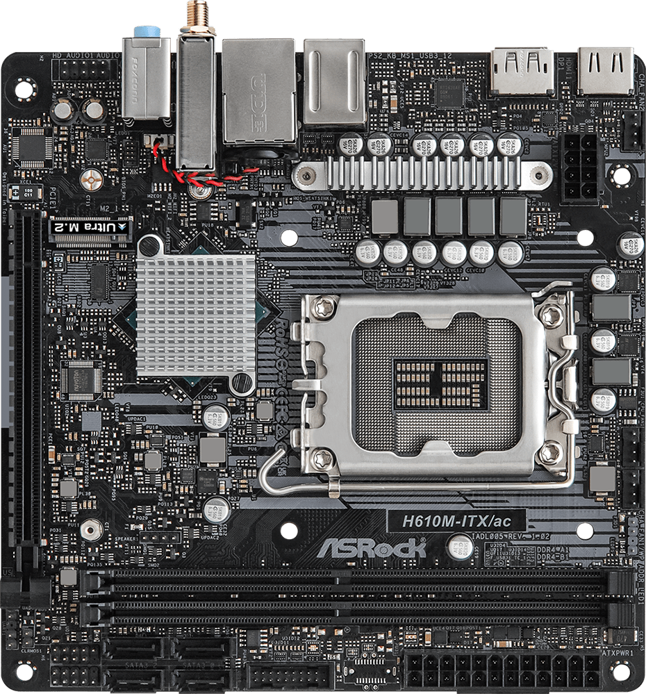 Материнская плата Asrock H610M-ITX/AC Soc-1700 Intel H610 2xDDR4 mini-ITX