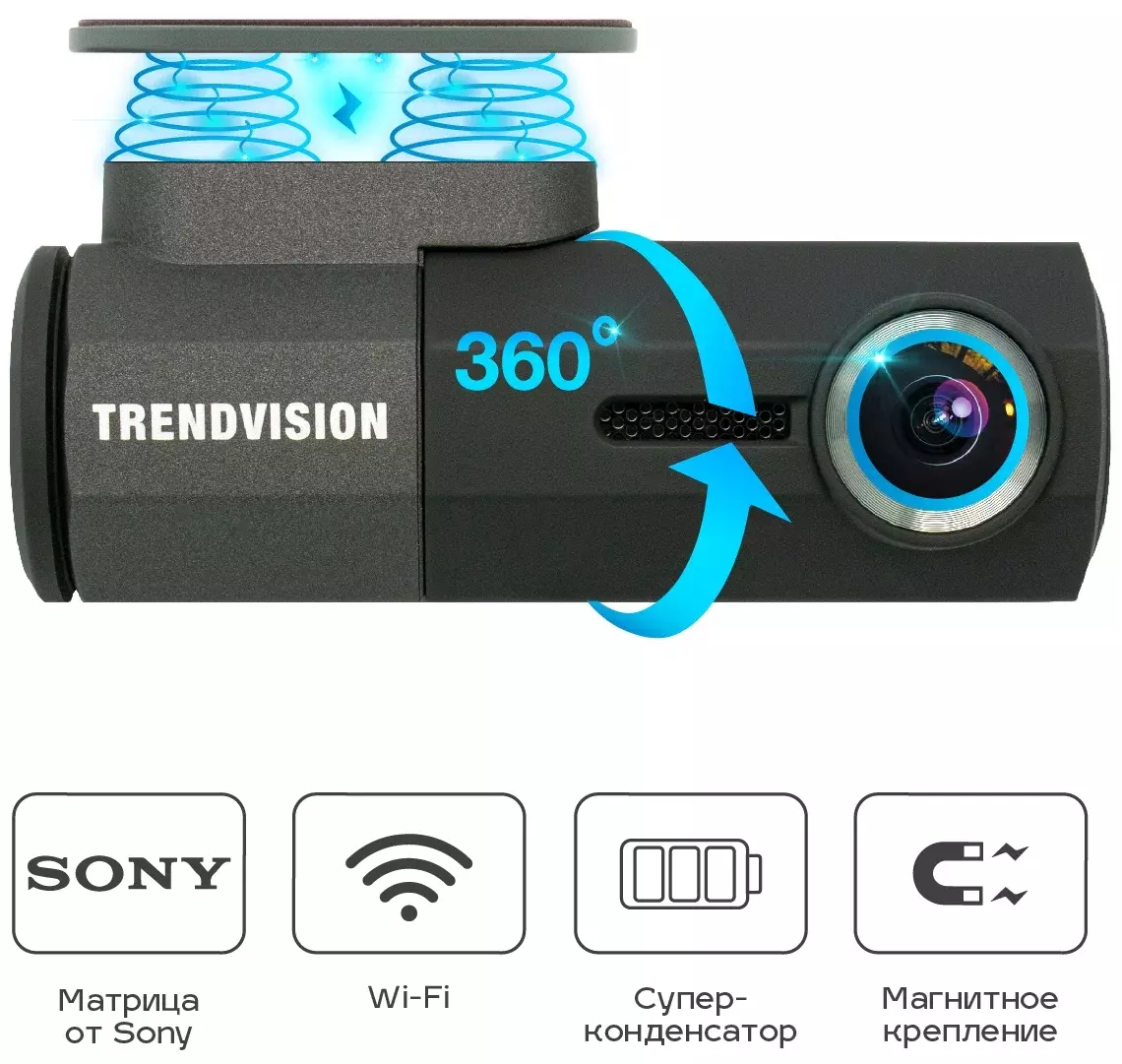 Видеорегистратор TrendVision Bullet черный 2Mpix 1080x1920 1080p 160гр. GM8135S