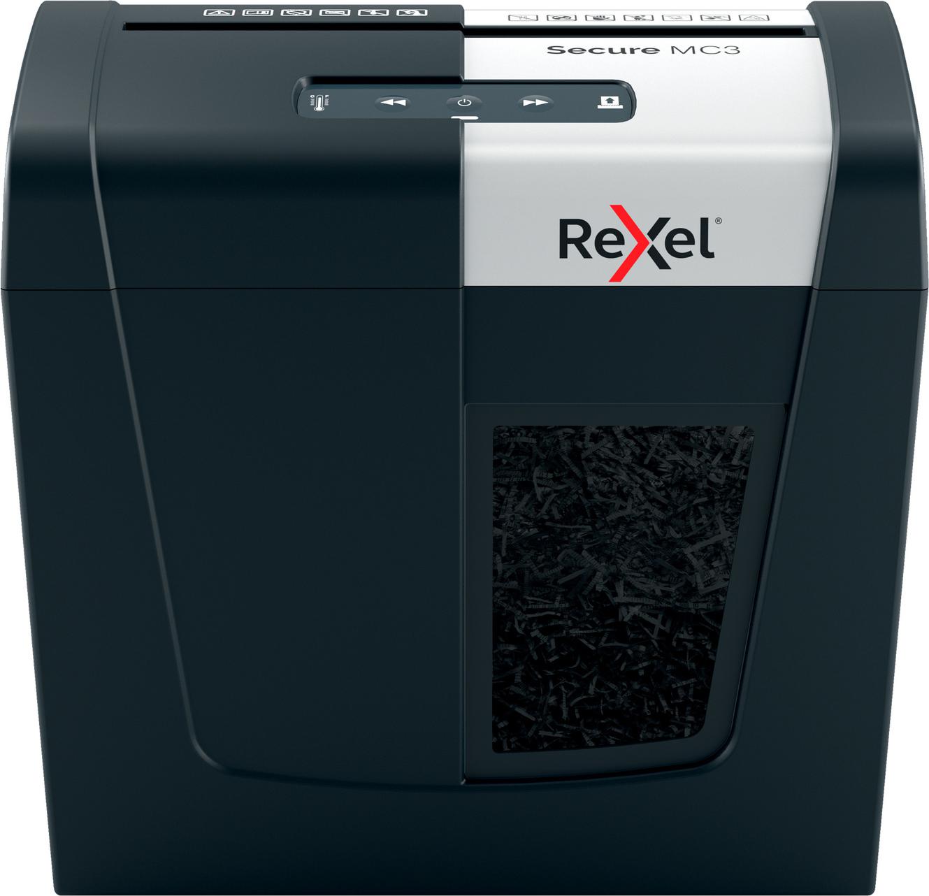 Шредер Rexel Secure MC3 EU черный (секр.P-5) фрагменты 3лист. 10лтр. скрепки скобы