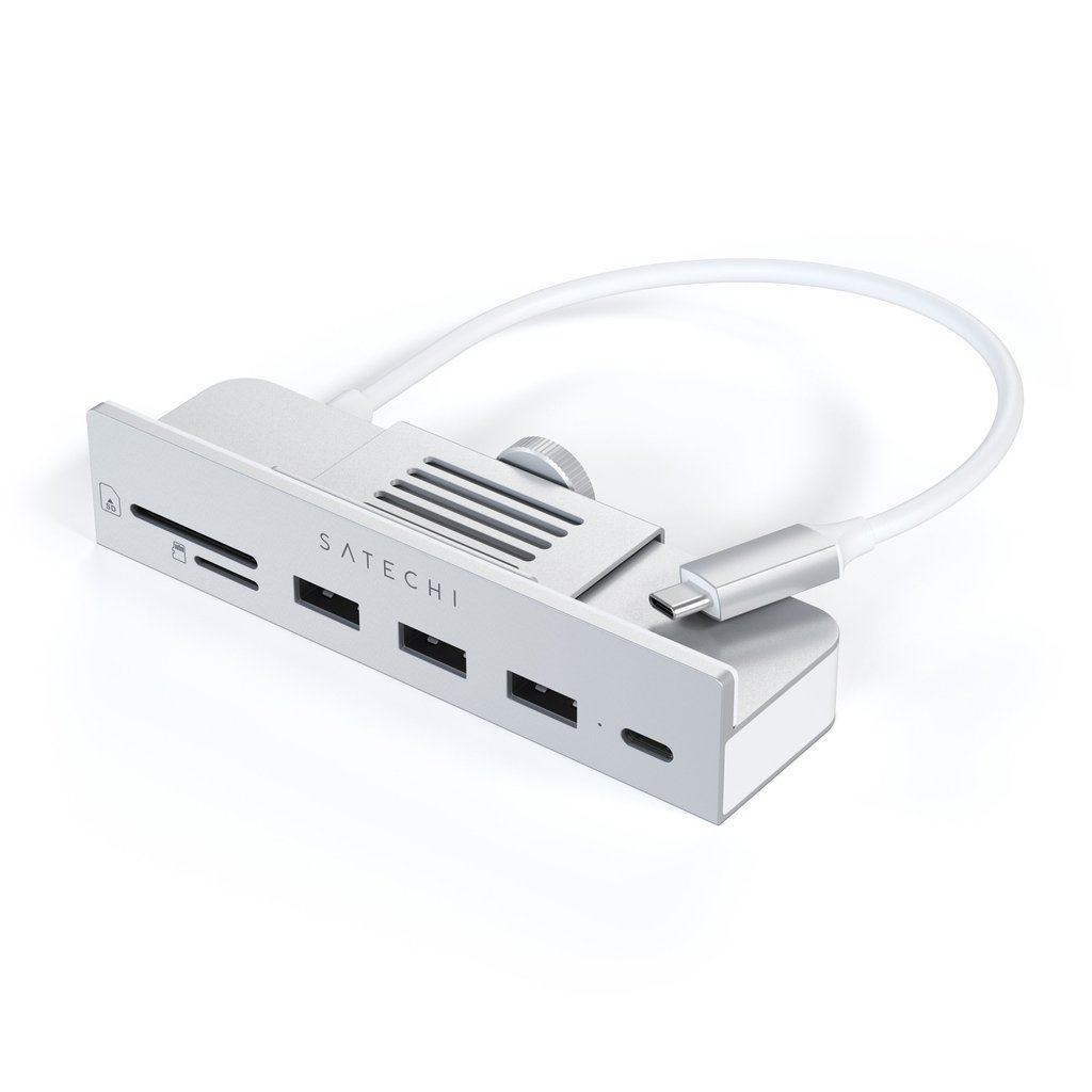 USB-C-концентратор Satechi Aluminum USB-C Clamp Hub для 24" iMac - Silver. Цвет серый космос.