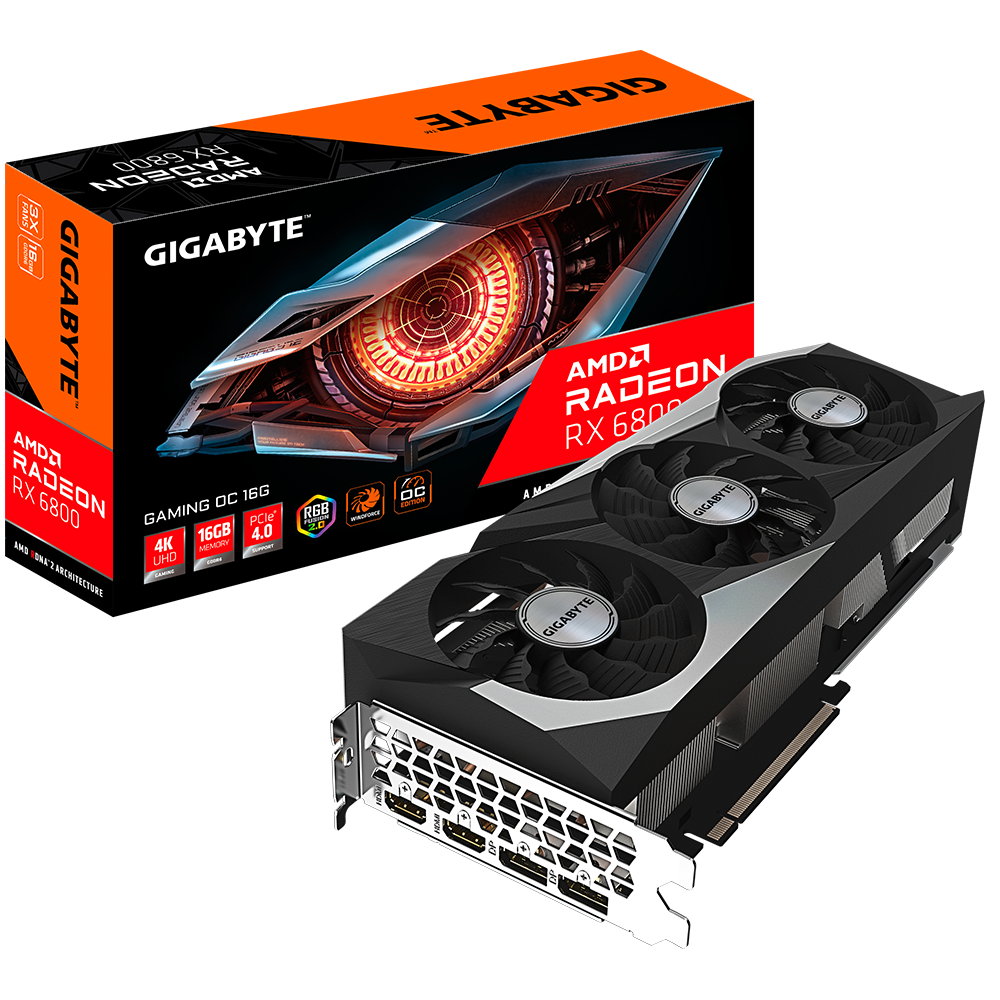 Видеокарта Gigabyte PCI-E 4.0 GV-R68GAMING OC-16GD AMD Radeon RX 6800 16384Mb