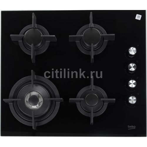 Газовая варочная поверхность Beko HILW64122S [закал. стекло, конф.-4 шт, эл-подж., газконт., реш.-чугун, черный]