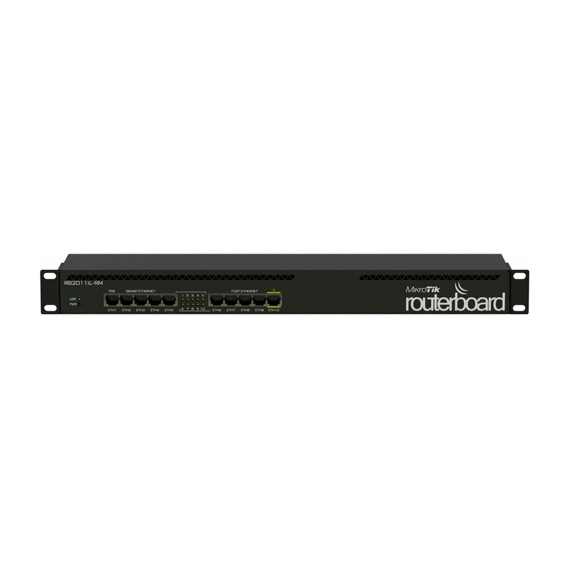 Маршрутизатор MikroTik RB2011iL-RM 5UTP 10/100Mbps + 5UTP 10/100/1000Mbps with 1U rackmount case and power supply