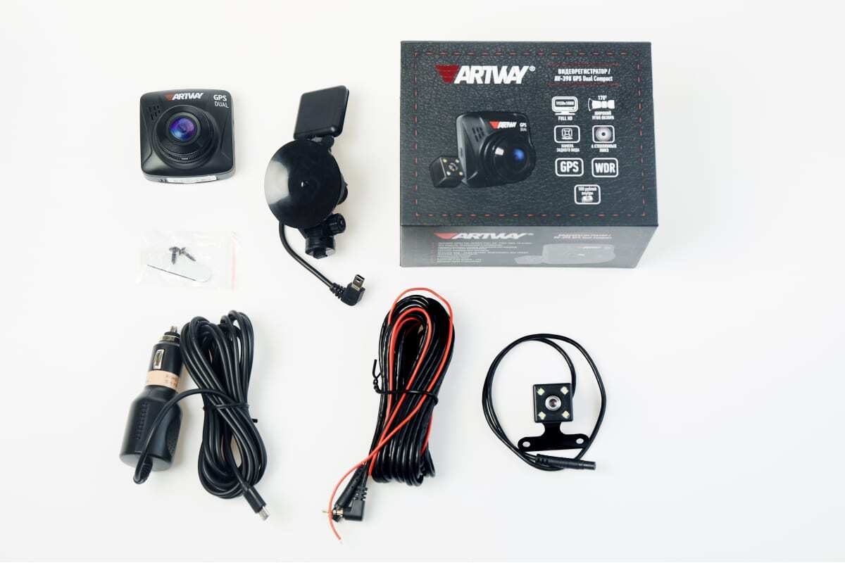Видеорегистратор Artway AV-398 GPS Dual Compact черный 12Mpix 1080x1920 1080p 170гр. GPS