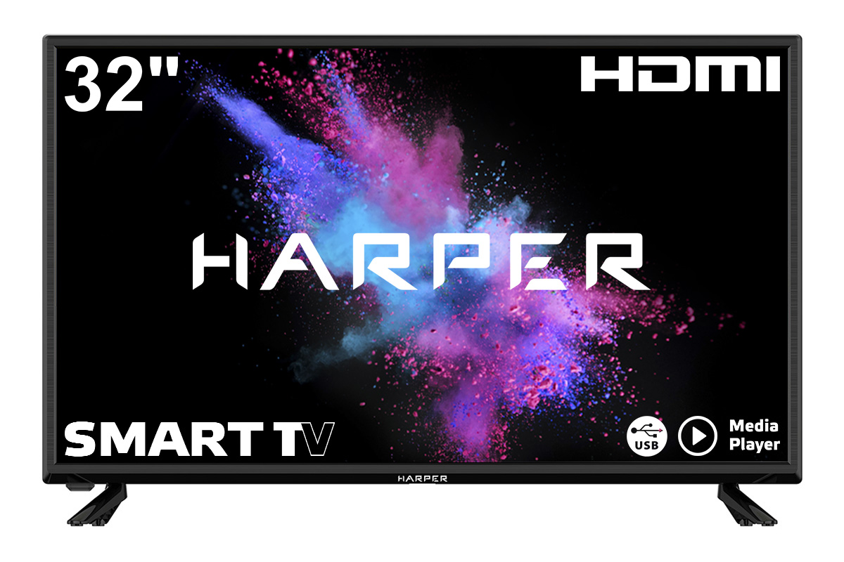 Телевизор HARPER 32R670TS (1366 x 768, HDMI, LAN, WiFi, USB, DVB-T2, Smart TV)