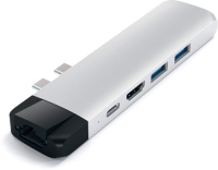 USB-хаб Satechi Aluminum Pro Hub with Ethernet Цвет серебряный.