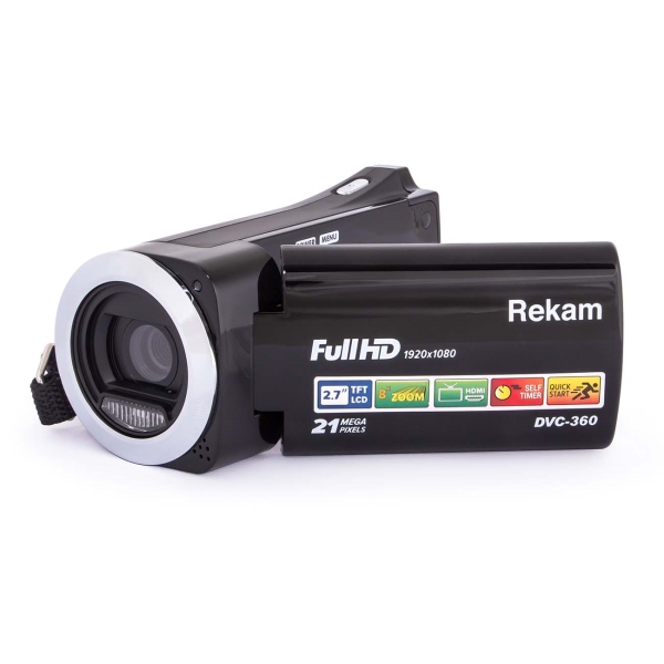 Видеокамера Rekam DVC-360 черный IS el 2.7" 1080p SDHC Flash/Flash