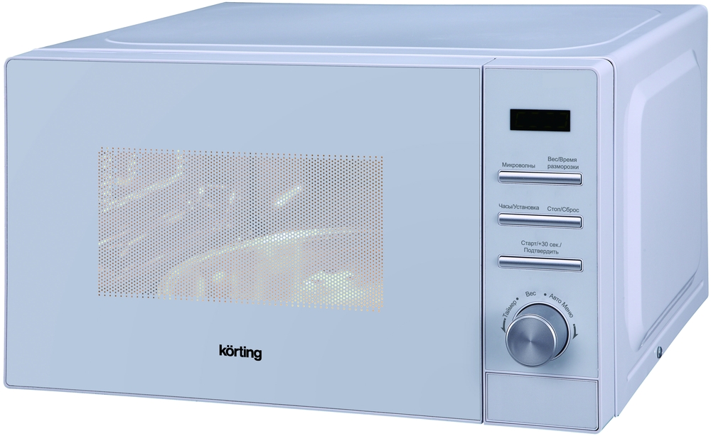 Микроволновая печь Korting KMO 820 GW [20 л, 700 Вт, переключатели - кнопки, поворотный механизм, дисплей, белый, белый]
