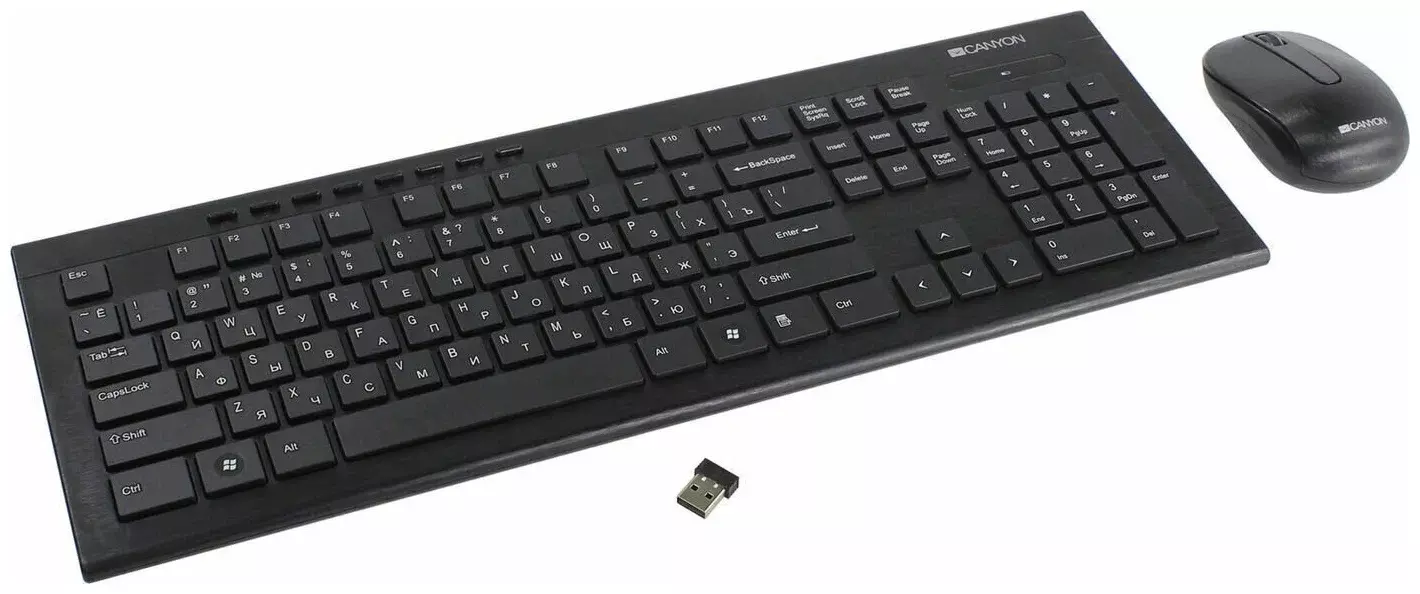 Клавиатура + мышь беспроводная Canyon wireless combo-set, (комплект), Черный CNS-HSETW4RU