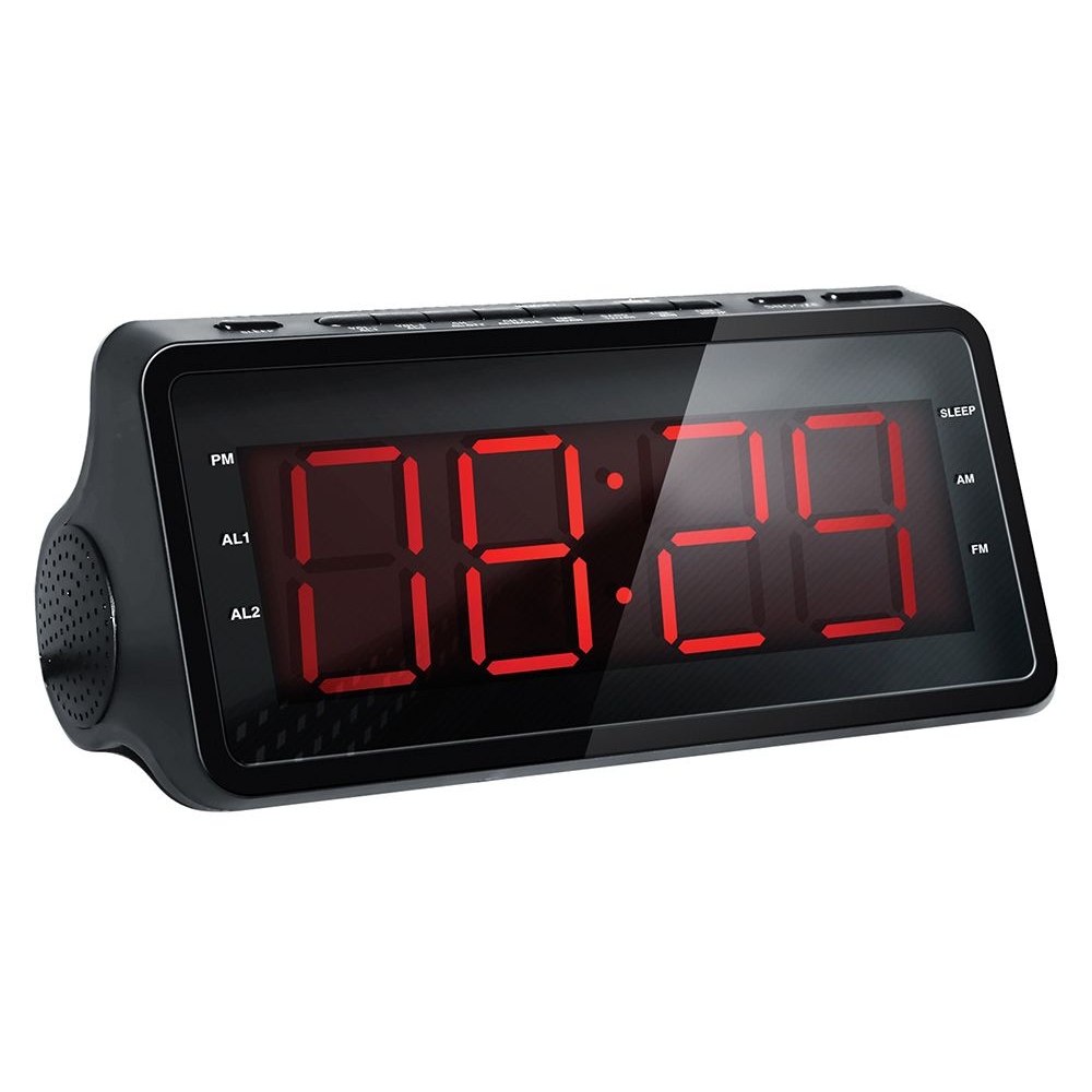 Радиобудильник Hyundai H-RCL140 черный LED подсв:красная часы:цифровые AM/FM