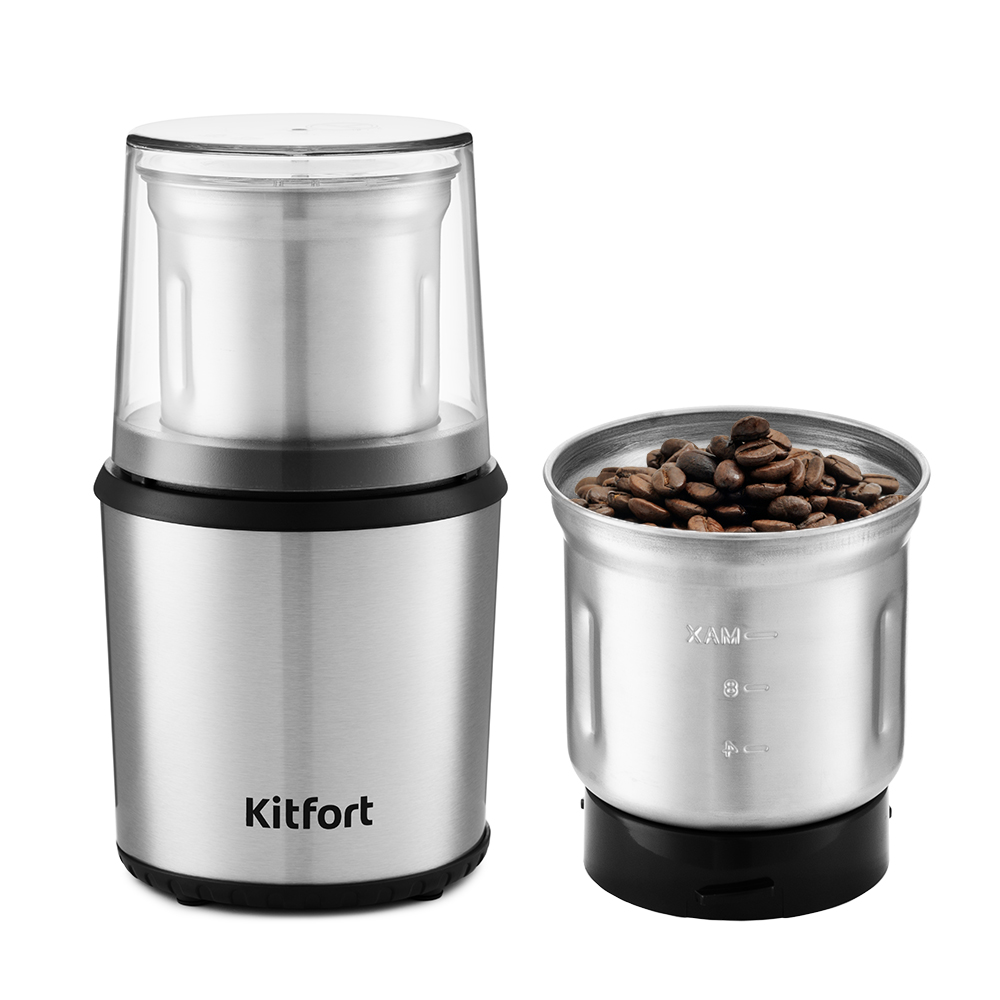 Кофемолка Kitfort КТ-757 200Вт сист.помол.:ротац.нож вместим.:75гр нержавеющая сталь/черный