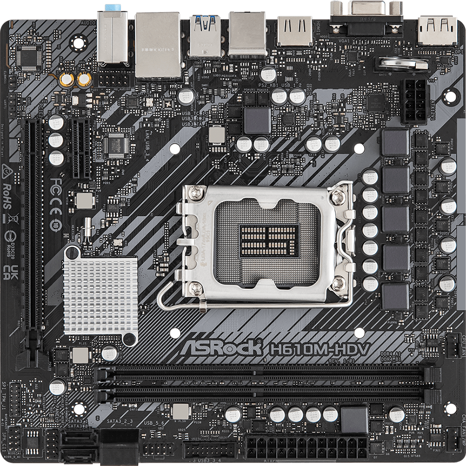 Материнская плата Asrock H610M-HDV Soc-1700 Intel H610 2xDDR4 mATX