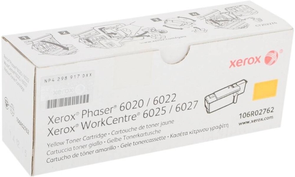 Картридж лазерный Xerox 106R02762 желтый (1000стр.) для Xerox Phaser 6020/6022/6025/6027