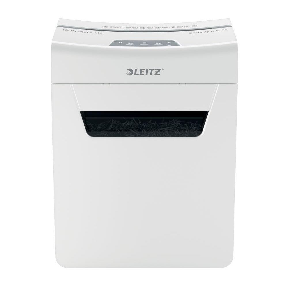 Шредер Leitz IQ Protect Premium 4M белый (секр.P-5) фрагменты 4лист. 14лтр. скрепки скобы