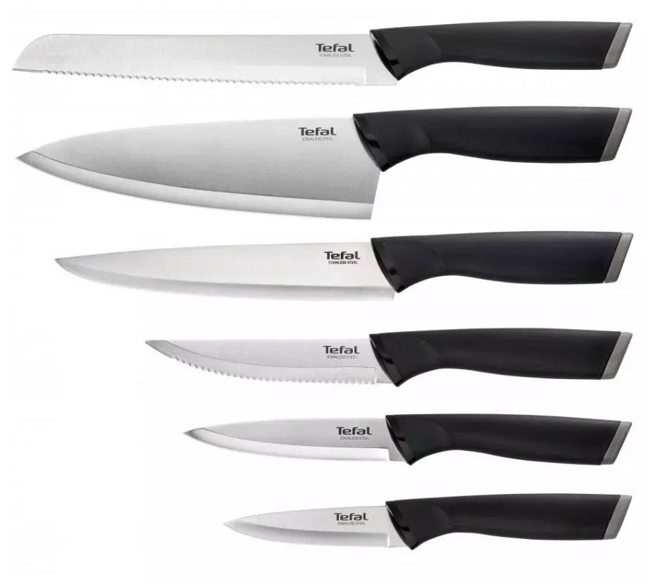 Набор ножей кухон. Tefal K221SB14 (2100123131) компл.:9шт с подставкой черный