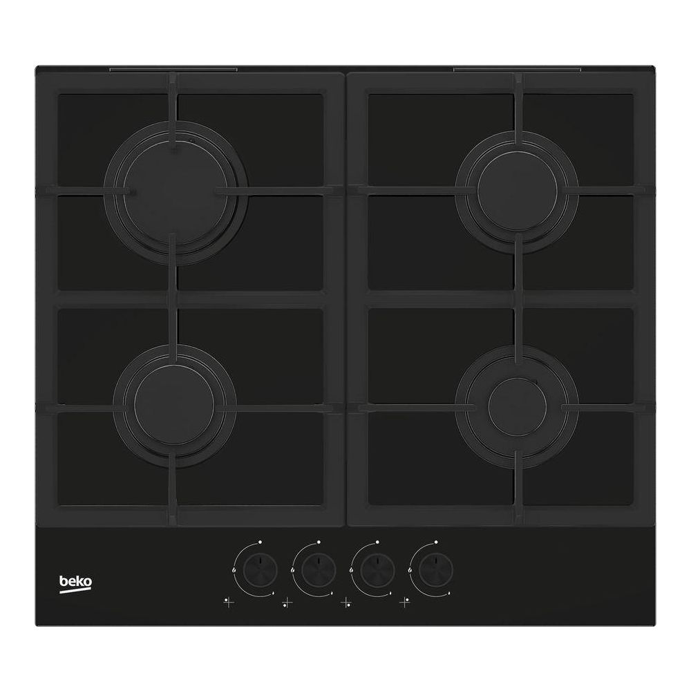 Газовая варочная поверхность Beko HILG 642C5 SB [закал. стекло, конф.-4 шт, эл-поджиг., газконт., реш.-чугун, черный]