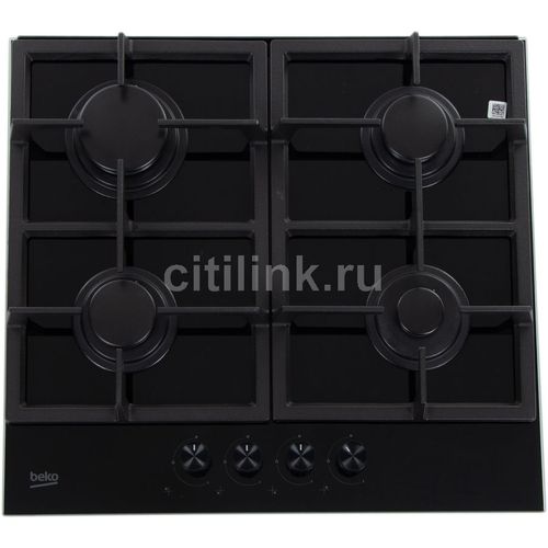 Газовая варочная поверхность Beko HILG 642C5 SB [закал. стекло, конф.-4 шт, эл-поджиг., газконт., реш.-чугун, черный]