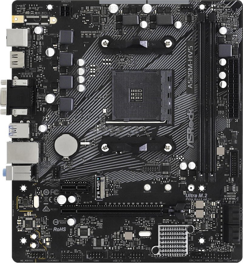 Материнская плата AMD A520 SAM4 MATX A520M-HVS ASROCK
