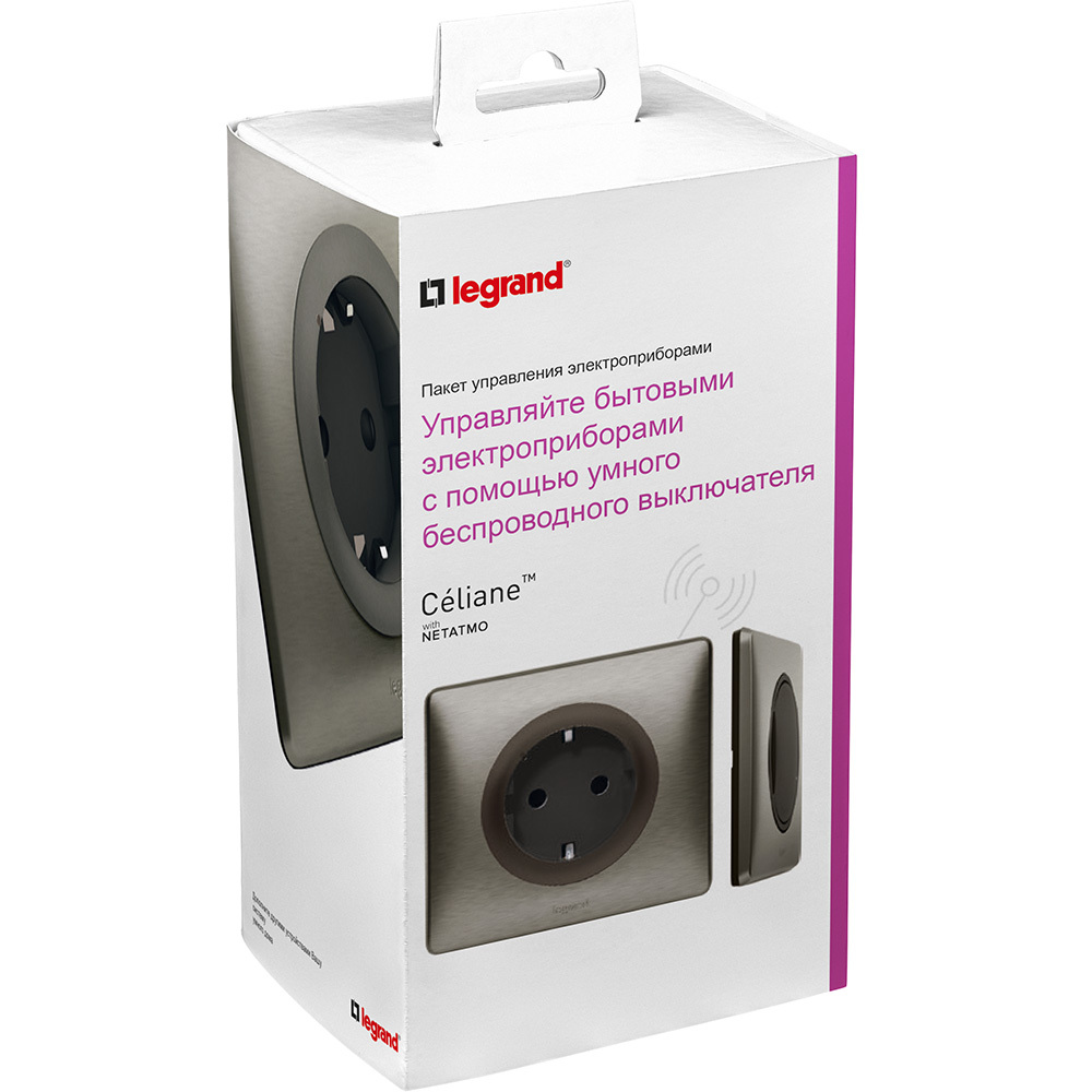 Умная розетка Netatmo 2К+З 16А 230В + умный беспроводной 1-клавишный выключатель. Цвет Графит.