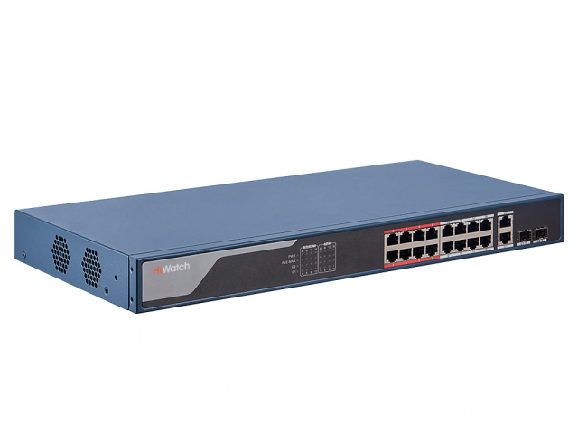 Коммутатор HiWatch SWT-1318P 16x100Mb 2G 16PoE+ 230W управляемый