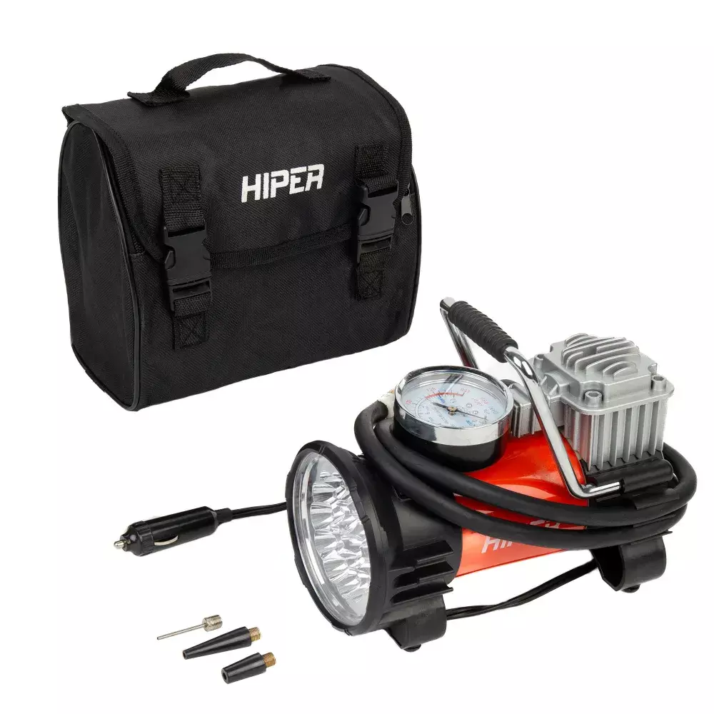 Компрессор автомобильный HIPER HAC45  12В, 10 бар, 45 л/м, фонарь
