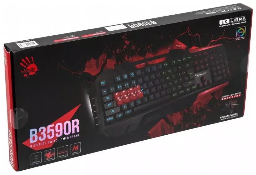 Клавиатура A4Tech B3590R черный/серый USB LED