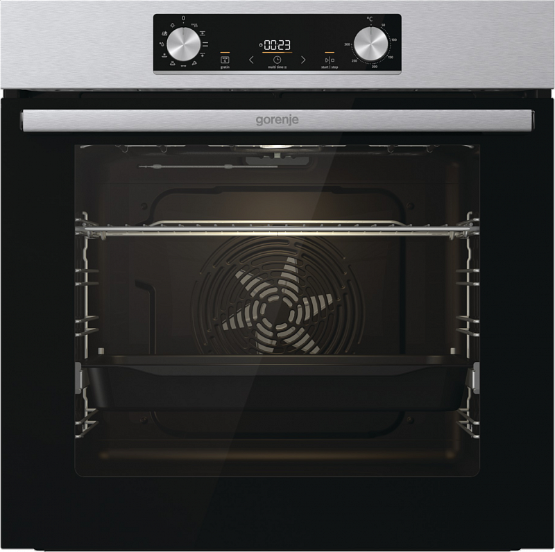 Электрический духовой шкаф Gorenje BO6735E05X [77 л, нержавеющая сталь, дисп., очистка паром, утапл., сенсор, серебристый]