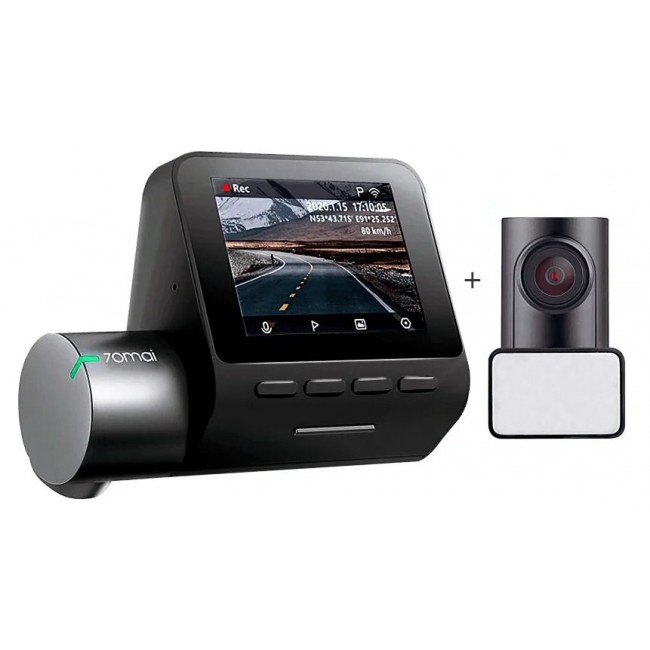Видеорегистратор 70Mai Dash Cam Pro Plus+ Rear Cam черный 5Mpix 1944x2592 1080p 140гр. GPS MSC8336D