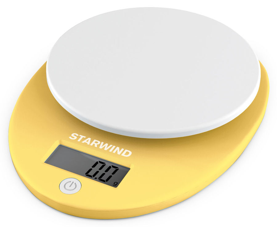 Весы кухонные электронные Starwind SSK2259 до 5кг, желтый/белый