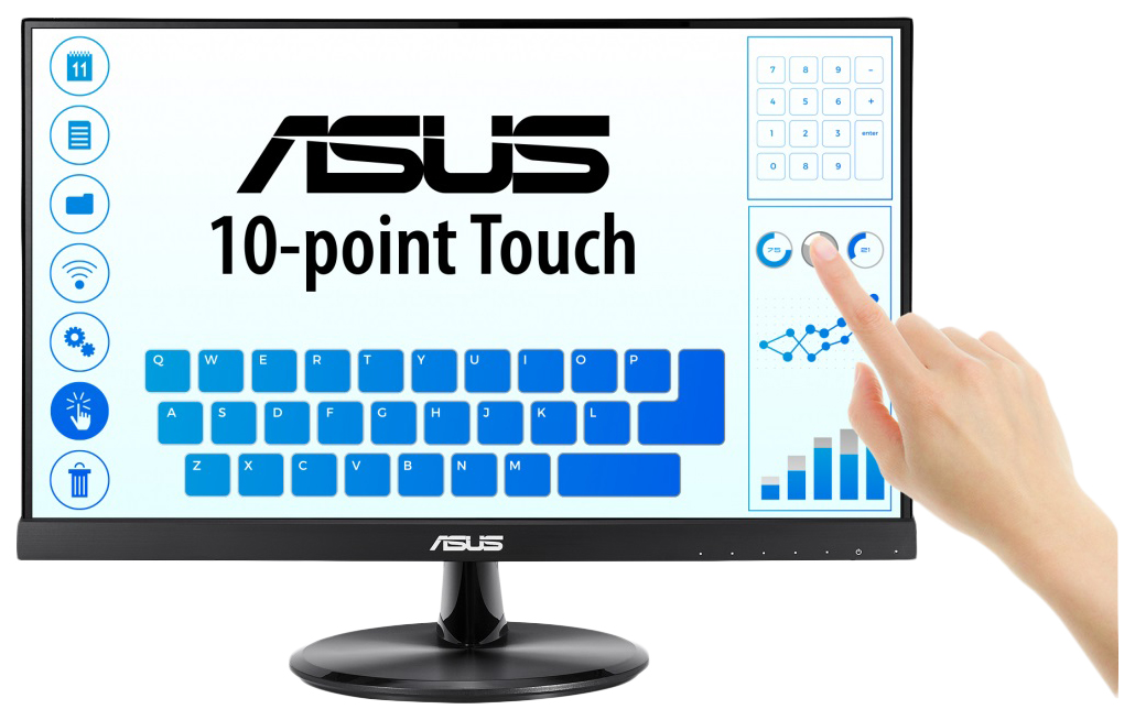 Монитор ASUS VT229H 21.5" Monitor, FHD(1920x1080), IPS, 10-point Touch Monitor, 250 cd/?, 178°(H)/178°(V), 5ms, HDMI,  D-Sub, USB, Speakers, Flicker free, Low Blue Light, Frameless, VESA 100x100mm, black