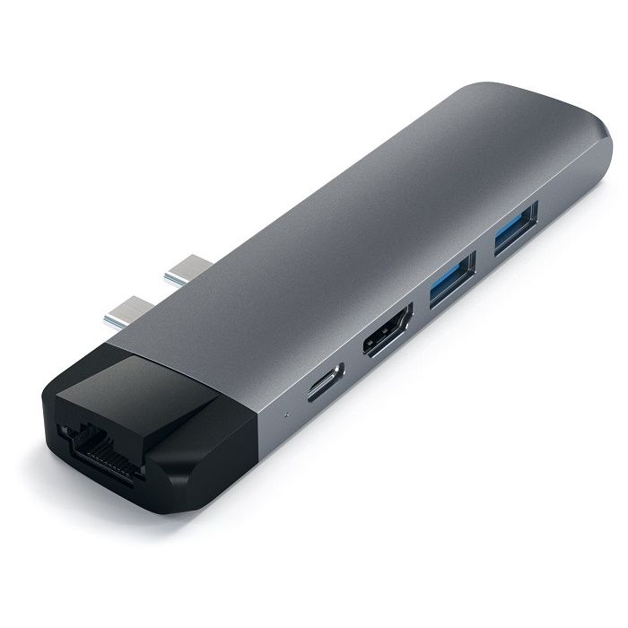 USB-хаб Satechi Aluminum Pro Hub with Ethernet & 4K HDMI Цвет серый космос.