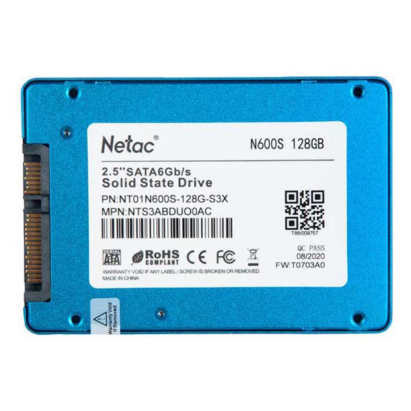 SSD накопитель 128Gb Netac N600S [NT01N600S-128G-S3X] TLC 3D NAND (R560/W520MB/s)