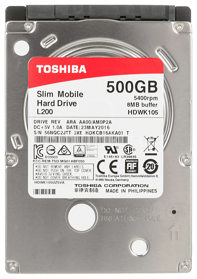 Жесткий диск HDD Toshiba SATA3 500Gb 2.5" L200 Slim 5400 8Mb