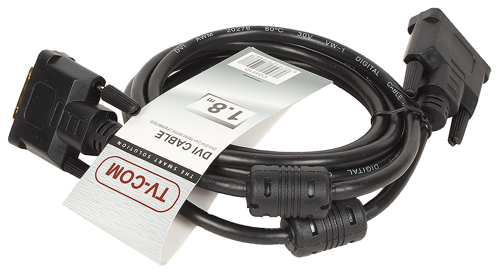 Кабель DVI-D Dual link 25M/25M, экран, феррит.кольца, 1.8м TV-COM (CG441D-1.8M)