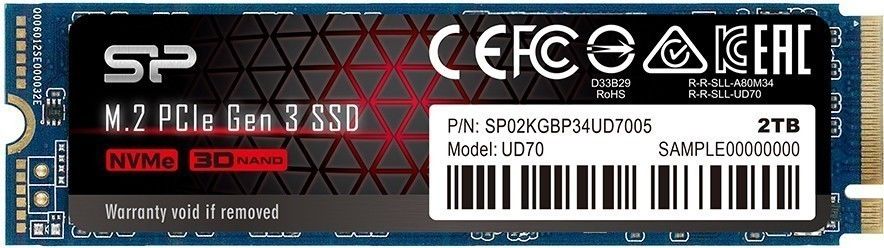 Solid State Disk Silicon Power UD70 2Tb PCIe Gen3x4 M.2 PCI-Express (PCIe) SP02KGBP34UD7005