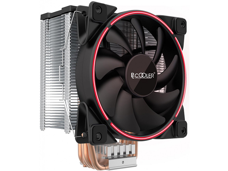 Кулер PCCooler GI-X5R V2 (Al+Cu, 5 тепловых трубок, 1000-1800 об/мин, 26.5 дБ,TDP 160W, красная подсветка, 4-pin) универсальный