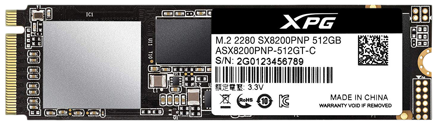 Твердотельный накопитель ADATA SSD SX8200Pro, 512GB, M.2(22x80mm), NVMe, PCIe 3.0 x4