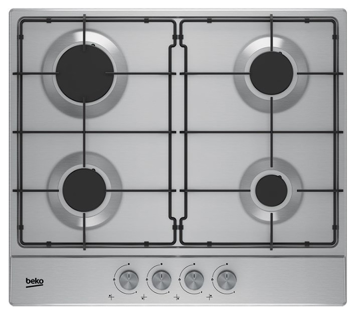 Газовая варочная поверхность Beko HIAG64223SX [нерж. сталь, конф.-4, эл-подж., газконт., реш.-эмал. сталь, серебристый]