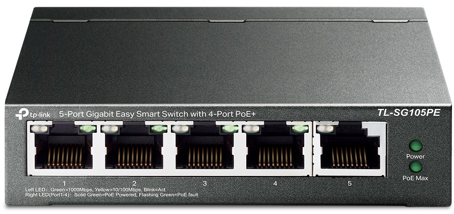 Коммутатор TP-Link TL-SG105PE 5G 4PoE+ 65W неуправляемый